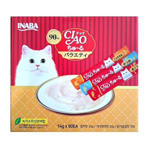 챠오츄르 대용량 90P 코스트코 고양이 츄르 간식 버라이어티 반려묘 차오추르 90P