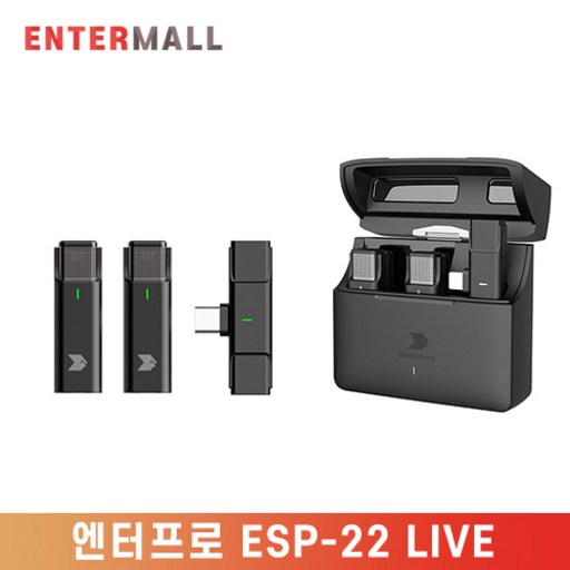 엔터프로 ESP-22 LIVE 스마트폰 무선마이크 2채널 유튜브촬영용 인터넷강의용 라이브용