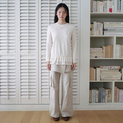 써스데이아일랜드 레이스 배색 레이어드 티셔츠 T256MTS156W RJX481 WTJ251