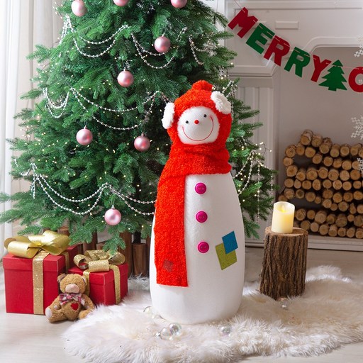 데코봉봉 겨울 포토존 빨간 모자 눈사람 80cm 크리스마스장식 겨울디스플레이 눈사람인형 대형눈사람, 겨울 포토존 빨간 모자 눈사람 80cm