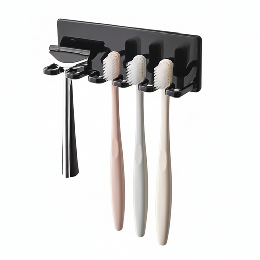 모노즈 물때제로 무타공 칫솔걸이 5구, 블랙