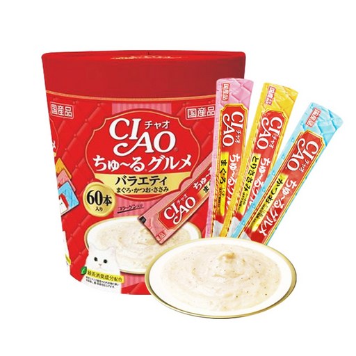 챠오츄르 고양이 구루메 버라이어티 간식 60p로 사랑하는 고양이에게 특별한 간식을 선물하세요