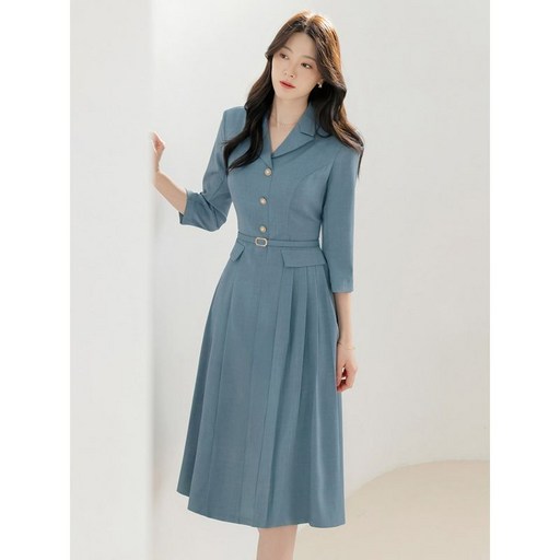 시크라인 XXL까지 메유엔 플리츠 데님 벨트 셔츠형 원피스 봄 가을 하객룩 오피스룩 모임룩 격식룩 빅사이즈