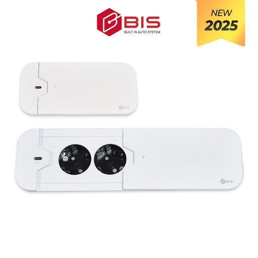 BIS 씬슬라이딩 콘센트 2구, 화이트, 빌트인 매립형 USB C타입 고속충전 사무실 회의실 책상 BIS-102TS