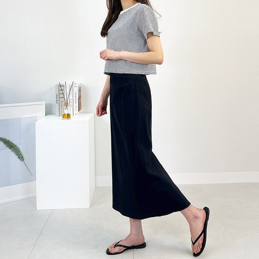 나트랑 밴딩 롱스커트 숏롱 빅사이즈 H라인 슬림핏 편한 여성 데일리 스커트 봄 여름 가을 치마