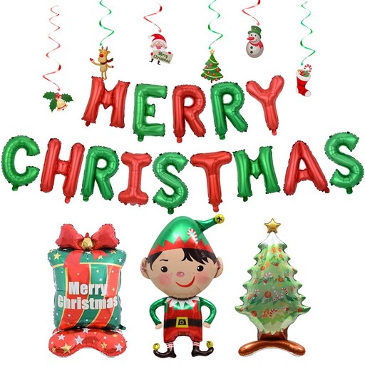 크리스마스 세트 풍선 가랜드 파티장식 소품 혼합풍선 트리 데코 홈파티용품 에브리띵스마일 1077, 1세트, 타입 22