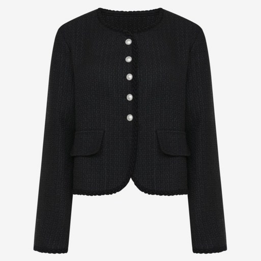 이사베이 여성용 노카라 장식 포켓 트위드 자켓 VKJAB7101