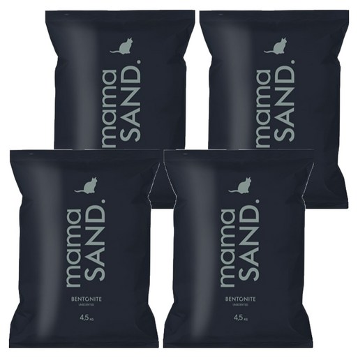 마마샌드 미국산 와이오밍 벤토나이트 고양이 모래, 4.5kg, 4개, 언센티드 무향