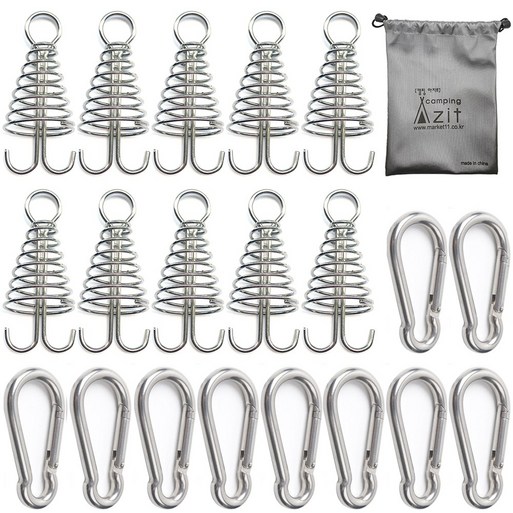 캠핑 아지트 탄소강CARBON STEEL 강철 비너 6호 10P  스프링 오징어 데크팩 10P  방수 주머니, 1개