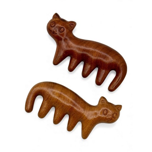 아유라인 원목 고양이 두피 괄사, 0 딥브라운, 2개