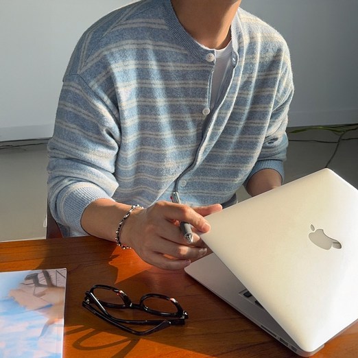 라비 스트라이프 라운드 가디건6colors,울5