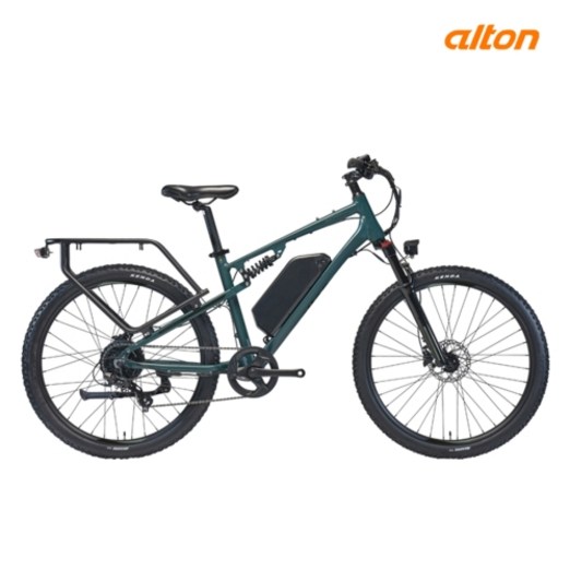 알톤 알마타 27.5 FS 시마노8단 풀서스펜션 500W 전기자전거 MTB, 카키블랙, 알루미늄