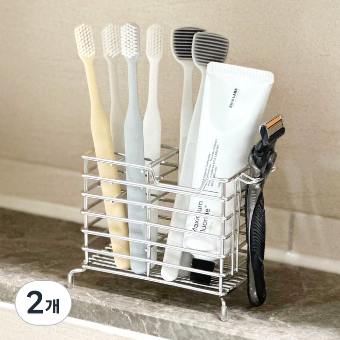 올지 스텐 304 스파이더 칫솔꽂이, 2개, 실버
