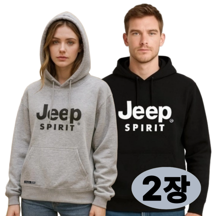 JEEP SPIRIT 지프 남자 여자 후드티 후드 티셔츠 오버핏 가을 봄 2장 세트