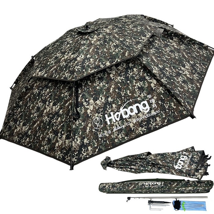 호봉실업 호봉레져 26년형 블랙 암막 코팅 52인치 2층 파라솔 세트