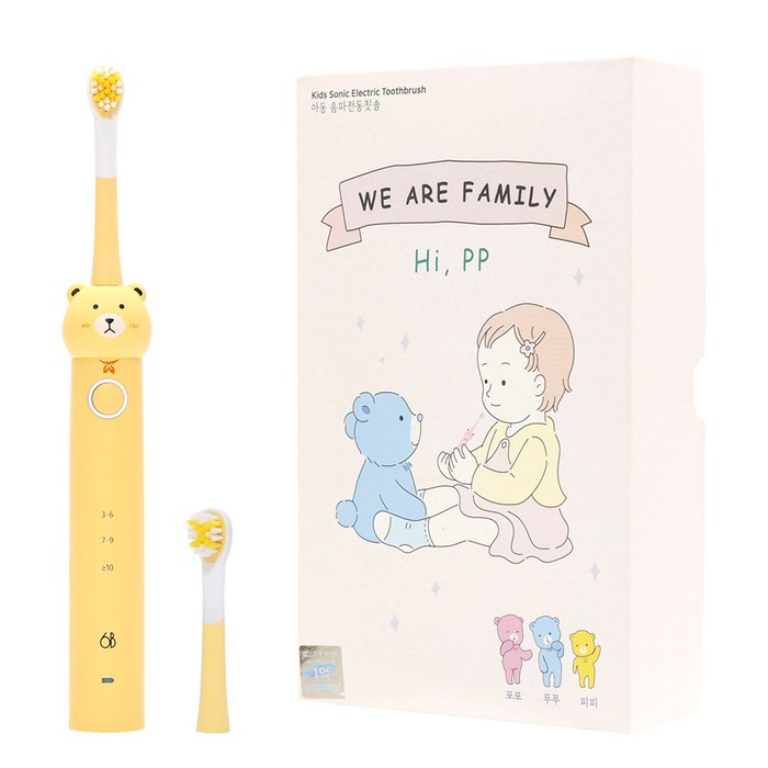 식스비 3단 유아 어린이 음파 전동칫솔 아동 아기, SBKIDS100파스텔옐로우 식스비 3단 유아 어린이 음파 전동칫솔 아동 아기, SBKIDS100파스텔옐로우