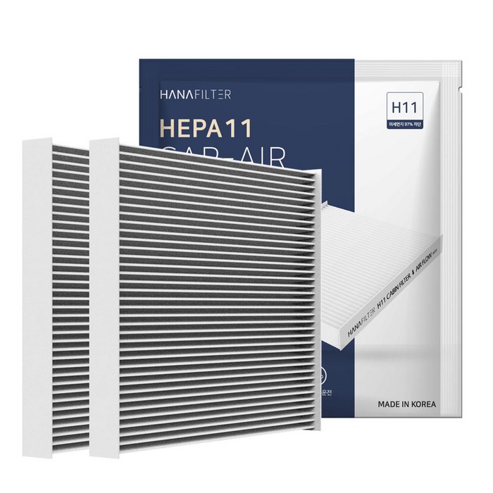 [1+1] H11 하나 차량용 에어컨 필터 PM2.5 PM1.0 초미세먼지 유해물질 헤파, 2+2개, HF-04