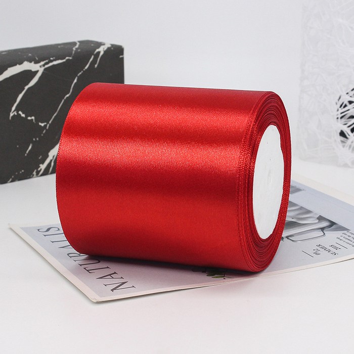 기본 새틴 공단 리본끈 100mm 22m, 26 레드