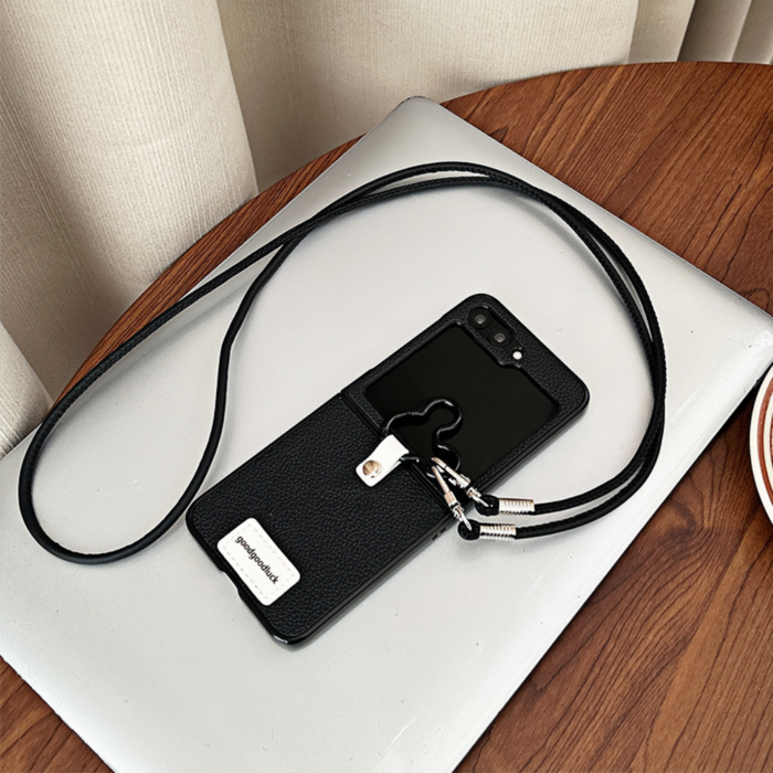 탑우 심플 Z플립 스트랩 목걸이 휴대폰 케이스