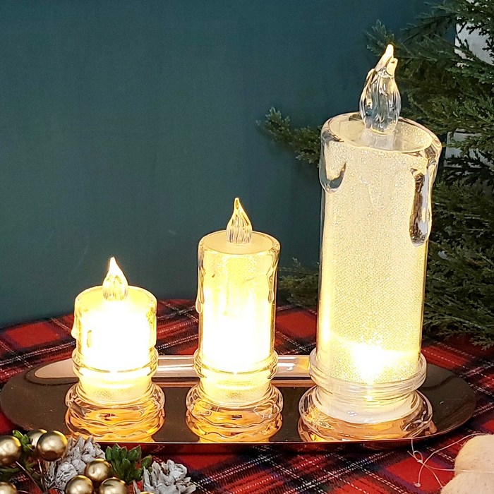 LED 캔들 크리스탈 무드등 대형 오브제 크리스마스 장식 홈파티, 단품