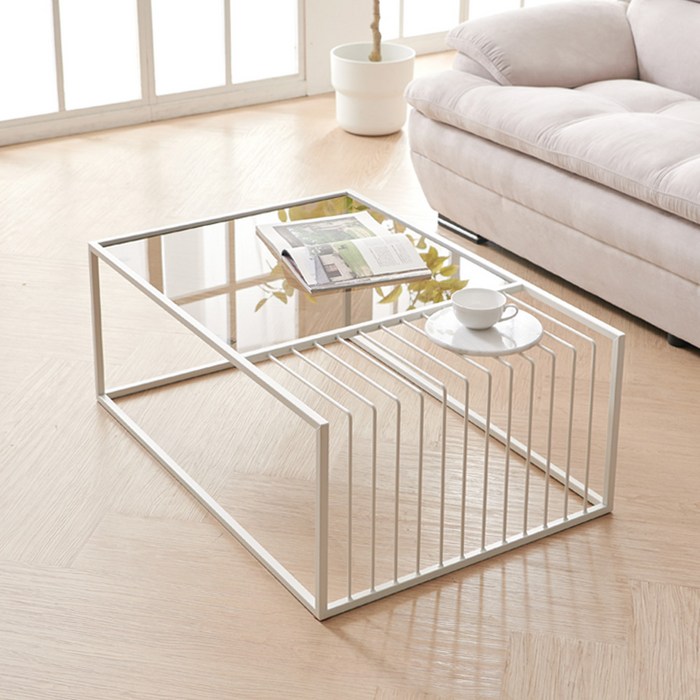 웨인 미드 센츄리 모던 거실 소파 테이블, 화이트