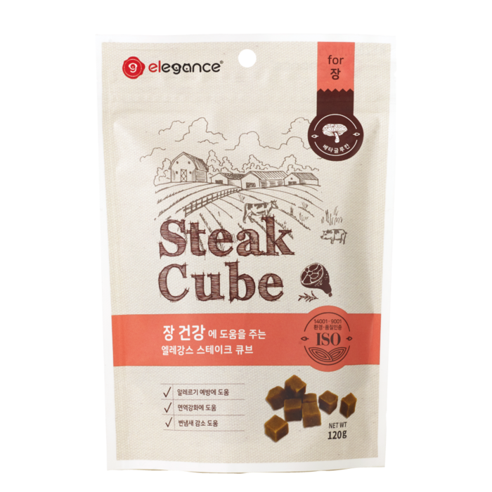 엘레강스펫 강아지 저알러지 가수분해 간식 스테이크 큐브 트릿 장건강 120g, 120g, 10개