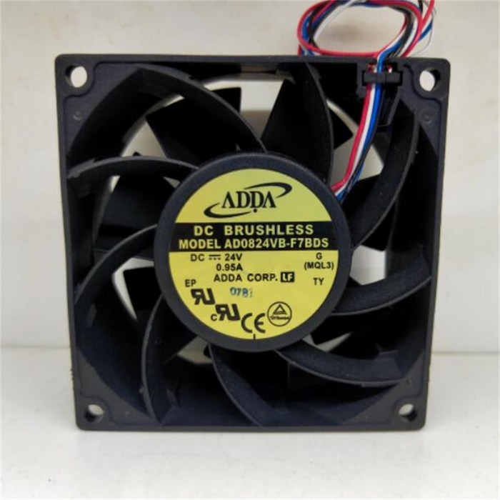 기존 ADDA 8038 24V 0.95A AD0824VBF7BDS 4 선 냉각 팬 8cm