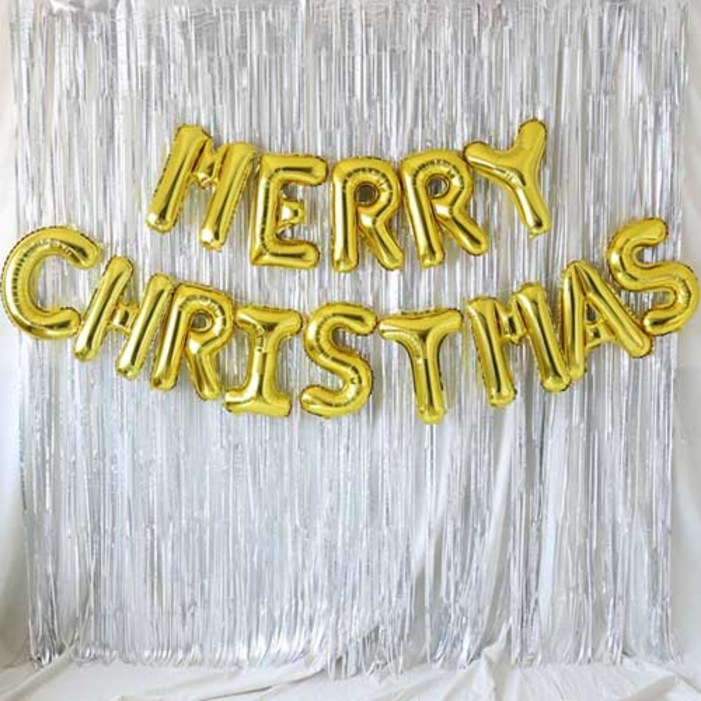 MERRY CHRISTMAS 은박풍선 커튼 세트