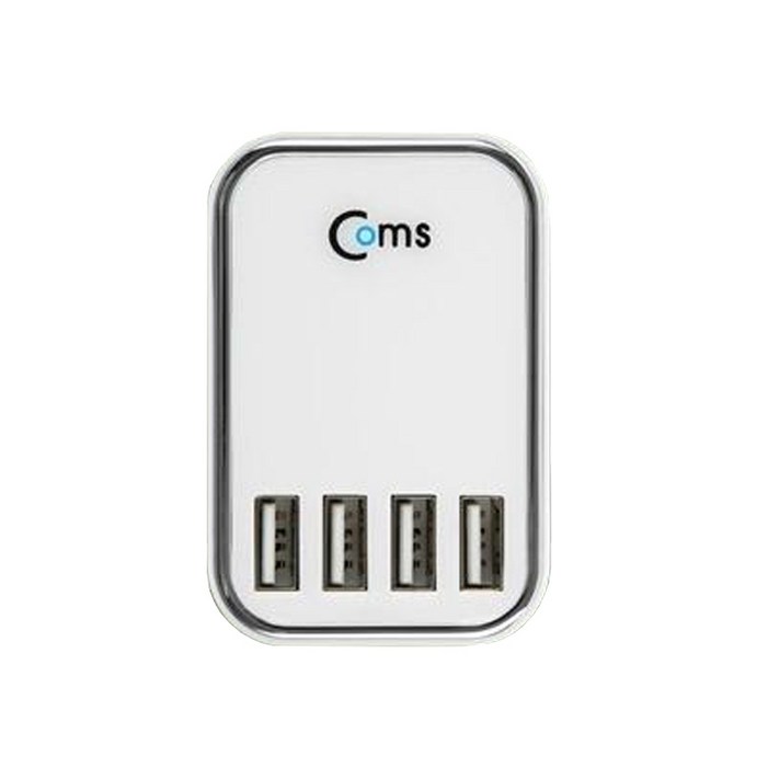 컴스 USB 4포트 플러그형 스마트폰 급속 멀티 충전기 KT947