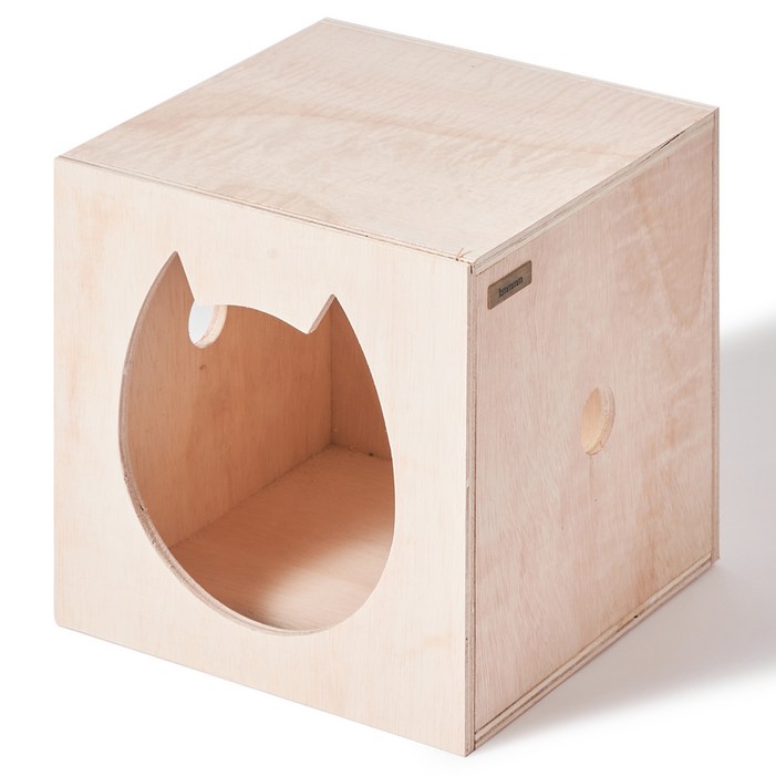 케이엠엠엠엠 고양이 수제작 나무 큐브형 캣디자인 숨숨집