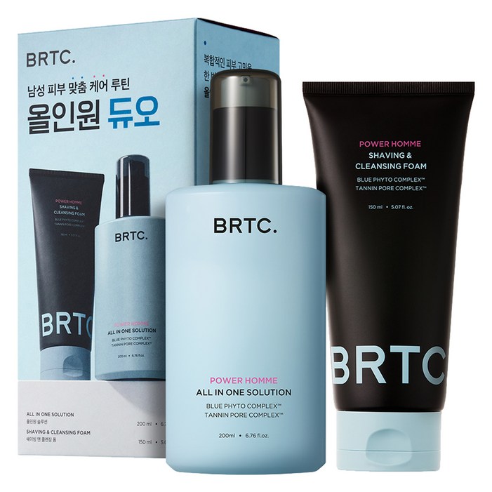 비알티씨 파워 옴므 듀오 올인원 200ml  클렌징 폼 150ml 세트, 350ml, 1개