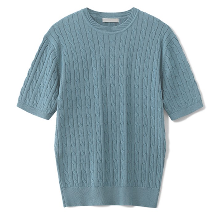 엠엔씨 남성용 케이블 라운드 반팔니트 MDBT776WS