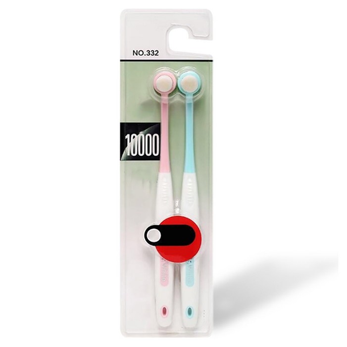 딩동펫 강아지 스마일 원형 미세모 칫솔 2종 세트