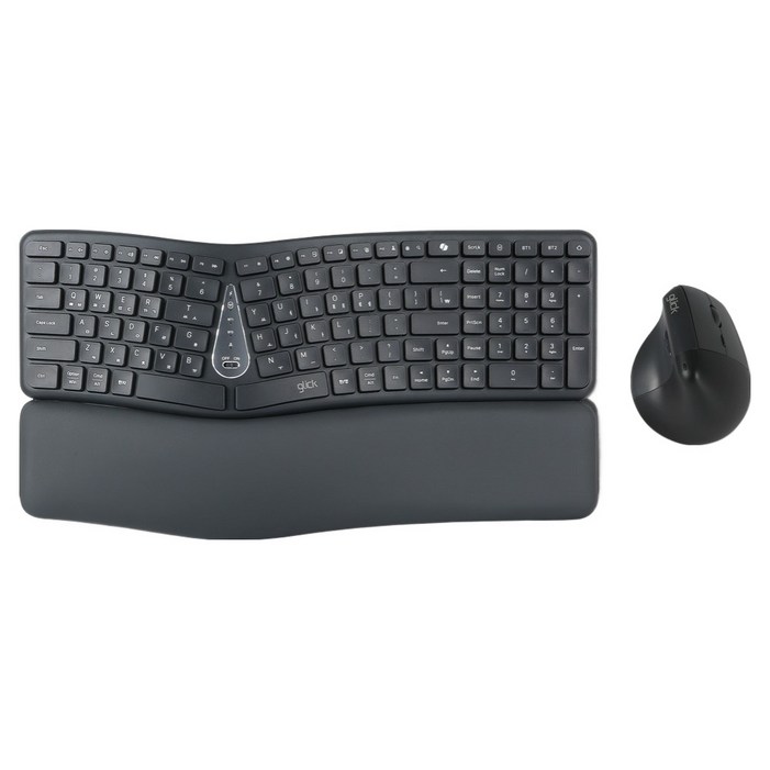 지클릭커 오피스프로 에르고M 무선 키보드  버티컬 마우스 세트, 블랙, EMK400, 인체공학