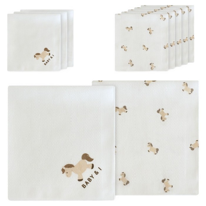 베이비앤아이 순면 나염 손수건 10p