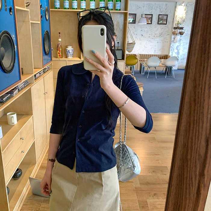 어썸풀 여성용 드미트론 카라 7부 가디건 A26SPC010526