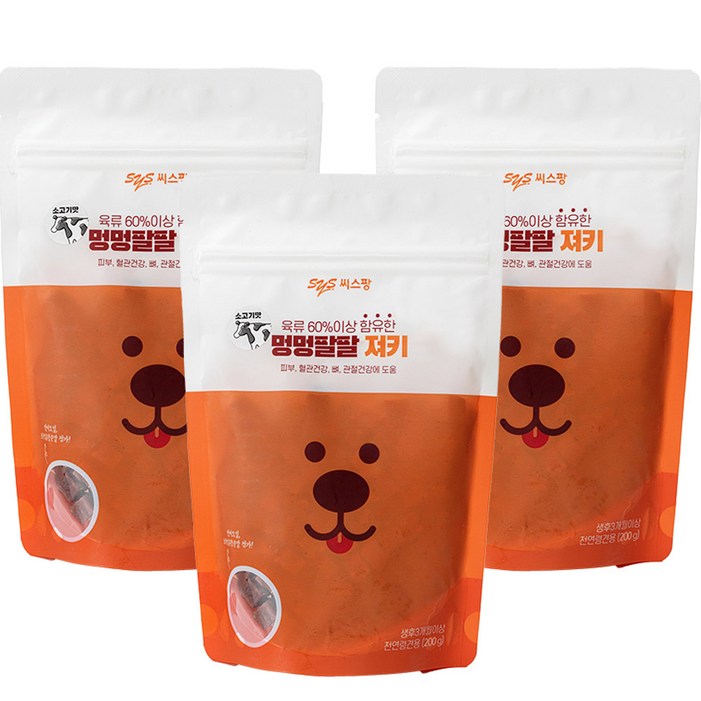 멍멍팔팔 져키, 소고기맛, 200g, 3개 멍멍팔팔 져키, 소고기맛, 200g, 3개