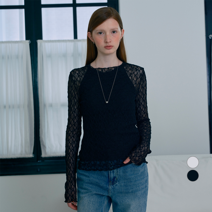 쥬시쥬디 여성용 레이스 긴팔 티셔츠 J1TS020E