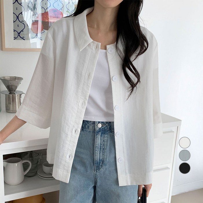 아피나르 여성용 7부 슬리브 쿨터치 셔켓