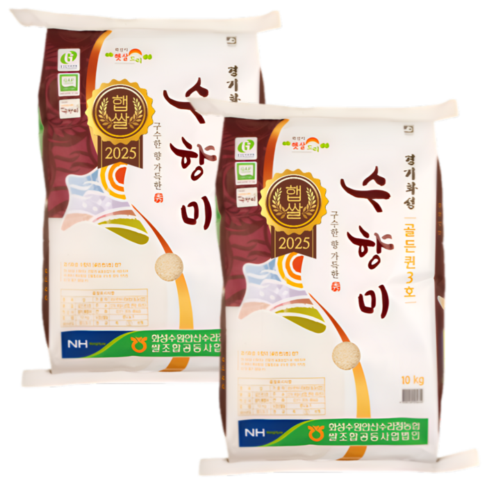 25년 햇쌀 경기농산 수향미 2025년산 햇수확 당일도정 골든퀸3호 백미 햅쌀, 10kg, 2박스, 상등급
