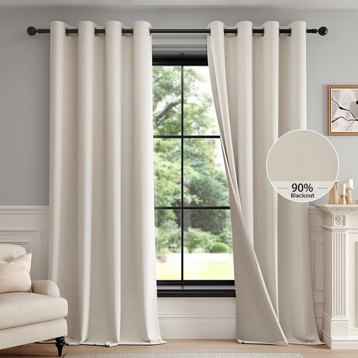 [1+1] 아일렛형 암막커튼 도톰 비침없는 창문형 거실커텐 사계절 창문용