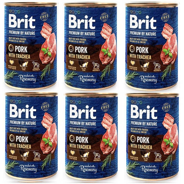 브릿 프리미엄 독 네이쳐 습식 주식캔, 6개, 400g, 돼지