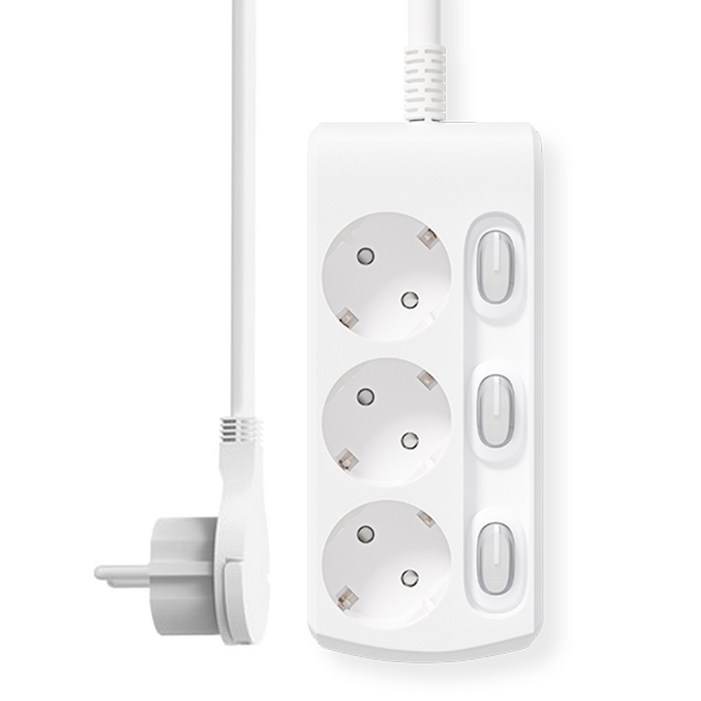 러그박스 3구 개별 이지콕플러그 납작 멀티탭 화이트 1.5m/3m/5m