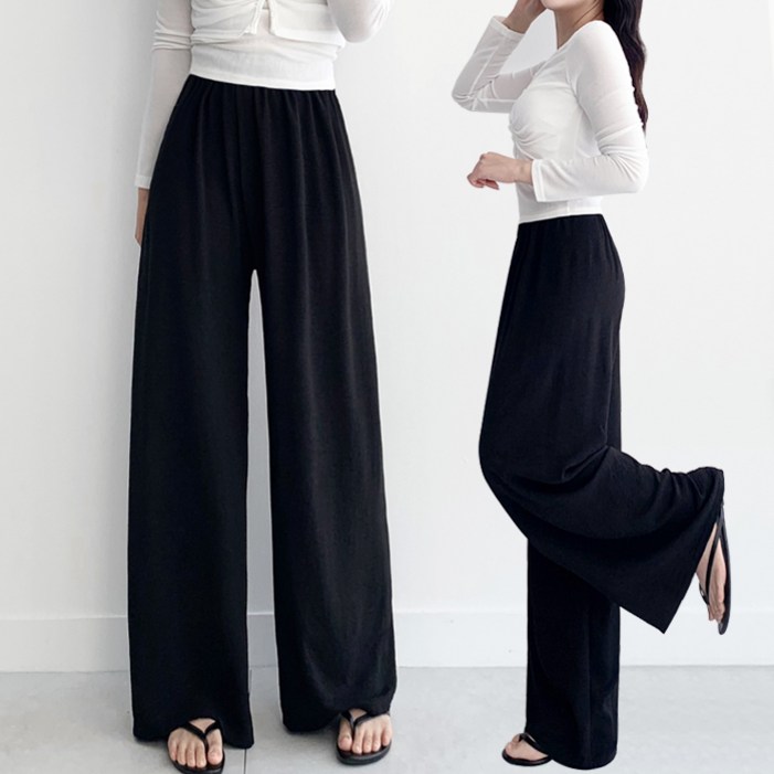 바바 체형커버 살랑살랑 여성 와이드 밴딩 팬츠 냉감소재