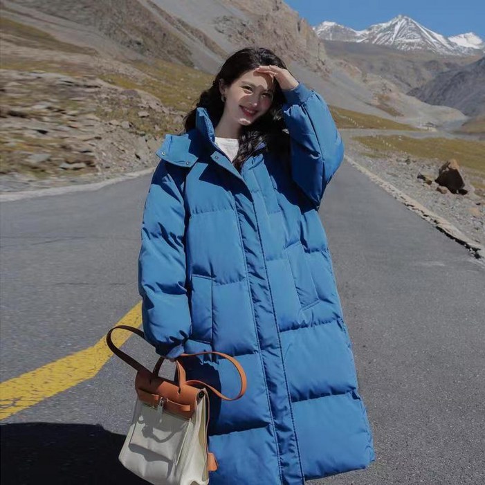 DFMEI 다운 야상 베이커리 한국판 슬림 롱 패딩