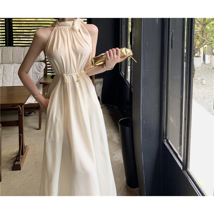 IBOY UGIRL XU0378C 여성 민소매 홀터넥 오프숄더  롱 나시  원피스