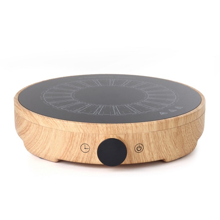 [독일브랜드] 우드스타일 미니 원형 인덕션 1500W 고출력 터치버튼 조그다이얼 간편조작 세라믹글라스 용기감지