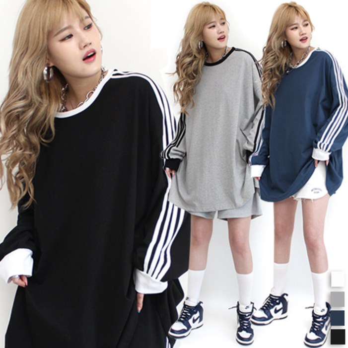 통통마녀  사선 박스 긴팔 55  120  6XL  남여공용  오버사이즈  4컬러