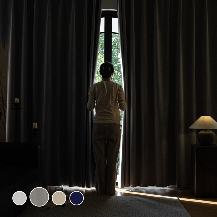 11 HOMEY NEST 밝은색상 99.99 빛차단 암막커튼 호텔식 방풍 암막 린넨커텐 아일렛형