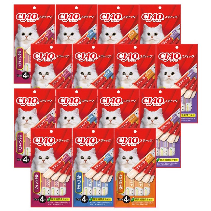 이나바 챠오스틱 4종 15봉 콤보세트 60개입